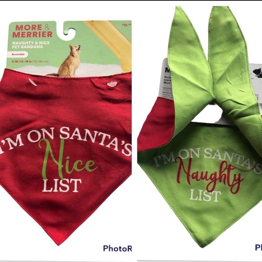 NWT Naught Nice dog bandana Christmas holiday S/M